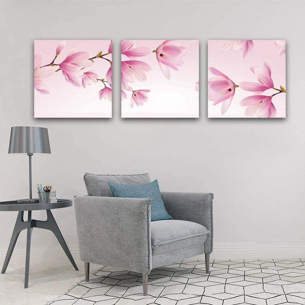 3 Panel Framed Pink Flower Picture Canvas Print Wall Art Home Decor Painting
